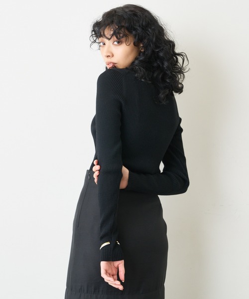 Whim Gazette（ウィムガゼット）の「ZIPニット（ニット/セーター・レディース・ブラック/グレー・FREE）」の13枚目の写真