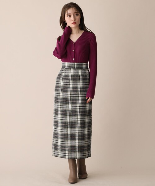 OPAQUE.CLIP(オペークドットクリップ)の「◆カラーチェックタイトスカート(スカート・レディース・パープル系5/ホワイト系その他2/ダークブラウン系1・36/38)」の11枚目の写真