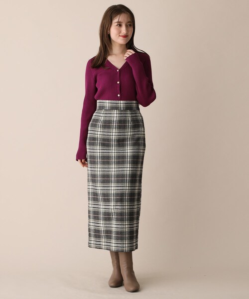 OPAQUE.CLIP(オペークドットクリップ)の「◆カラーチェックタイトスカート(スカート・レディース・パープル系5/ホワイト系その他2/ダークブラウン系1・36/38)」の16枚目の写真