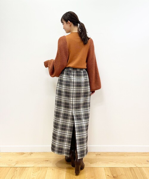 OPAQUE.CLIP(オペークドットクリップ)の「◆カラーチェックタイトスカート(スカート・レディース・パープル系5/ホワイト系その他2/ダークブラウン系1・36/38)」の6枚目の写真