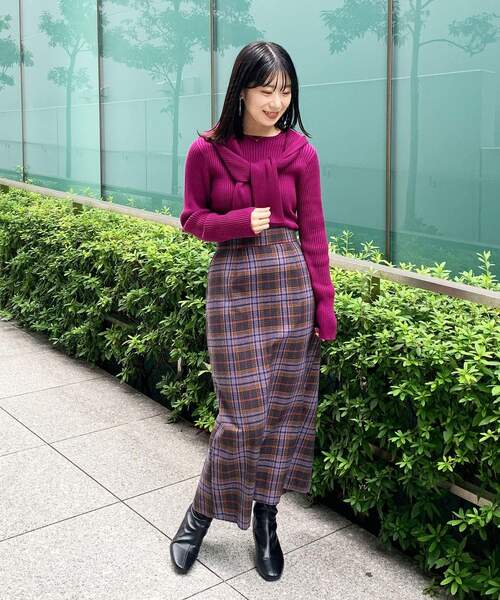 OPAQUE.CLIP(オペークドットクリップ)の「◆カラーチェックタイトスカート(スカート・レディース・パープル系5/ホワイト系その他2/ダークブラウン系1・36/38)」の17枚目の写真