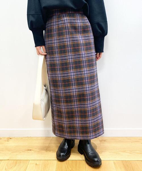 OPAQUE.CLIP(オペークドットクリップ)の「◆カラーチェックタイトスカート(スカート・レディース・パープル系5/ホワイト系その他2/ダークブラウン系1・36/38)」の5枚目の写真