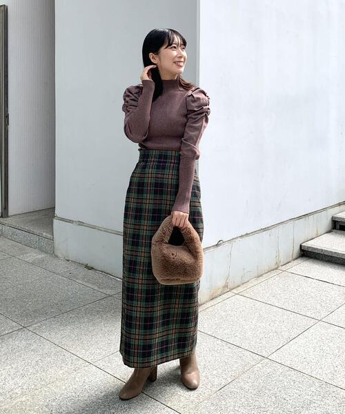 OPAQUE.CLIP(オペークドットクリップ)の「◆カラーチェックタイトスカート(スカート・レディース・パープル系5/ホワイト系その他2/ダークブラウン系1・36/38)」の15枚目の写真