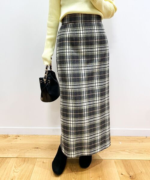 OPAQUE.CLIP(オペークドットクリップ)の「◆カラーチェックタイトスカート(スカート・レディース・パープル系5/ホワイト系その他2/ダークブラウン系1・36/38)」の1枚目の写真