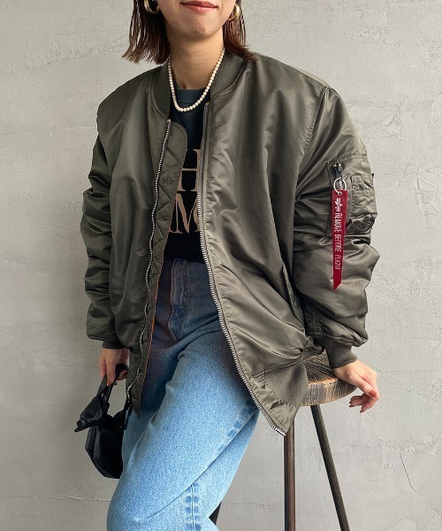 Alpha Industries（アルファインダストリーズ）の「[ALPHA/アルファ] CORE SPEC MA-1 ミリタリージャケット（MA-1・レディース・ブラック/グレー・L）」の13枚目の写真
