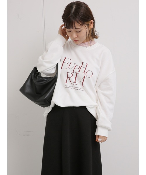 ehka sopo（エヘカソポ）の「ロゴプリントビッグスウェット（スウェット・レディース・グレー/オフホワイト/グリーン・ﾌﾘ-）」の2枚目の写真