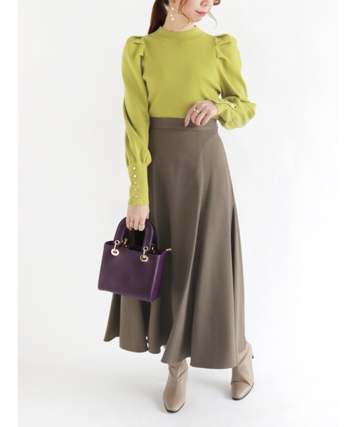 Te chichi（テチチ）の「【貴島明日香コラボ】総針ボリュームスリーブニット（ニット/セーター・レディース・チャコール/イエロー/ベージュ・ﾌﾘ-）」の11枚目の写真