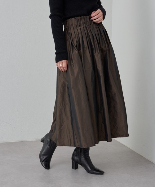 BEARDSLEY(ビアズリー)の「タフタギャザースカート:裏地つき(スカート・レディース・グレー/ブラウン・FREE)」の2枚目の写真