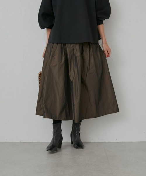 BEARDSLEY(ビアズリー)の「タフタギャザースカート:裏地つき(スカート・レディース・グレー/ブラウン・FREE)」の5枚目の写真