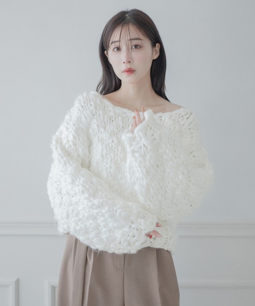 qumerry.（キュメリ）の「スラブヤーンショートプルオーバー