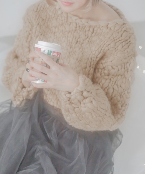 qumerry.（キュメリ）の「スラブヤーンショートプルオーバー