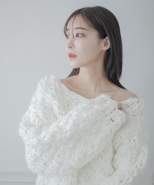 qumerry.（キュメリ）の「スラブヤーンショートプルオーバー