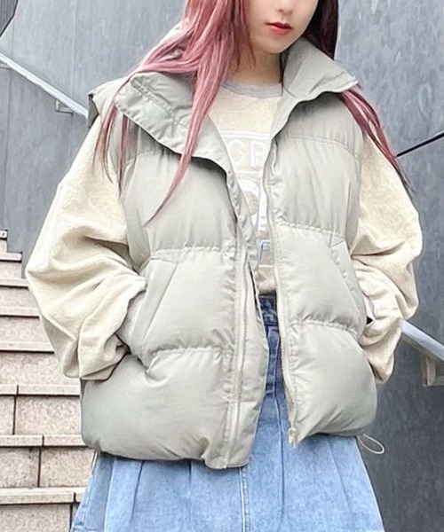 Figments（フィグメンツ）の「エコダウンベスト（ダウンベスト・レディース・カーキ/ブラック/ホワイト・FREE）」の3枚目の写真