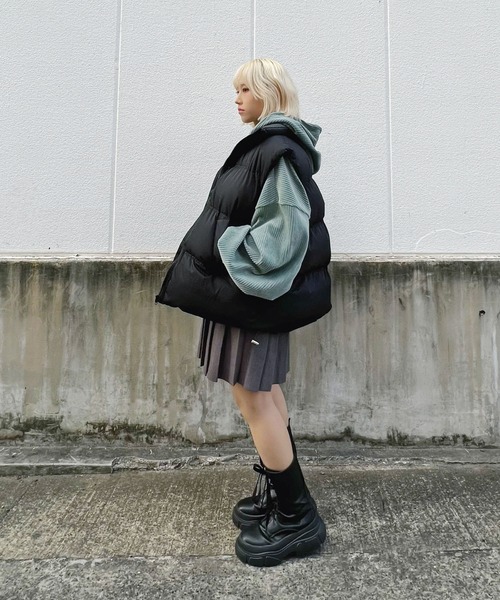 Figments（フィグメンツ）の「エコダウンベスト（ダウンベスト・レディース・カーキ/ブラック/ホワイト・FREE）」の4枚目の写真