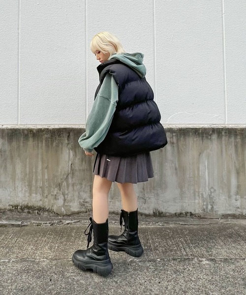 Figments（フィグメンツ）の「エコダウンベスト（ダウンベスト・レディース・カーキ/ブラック/ホワイト・FREE）」の5枚目の写真