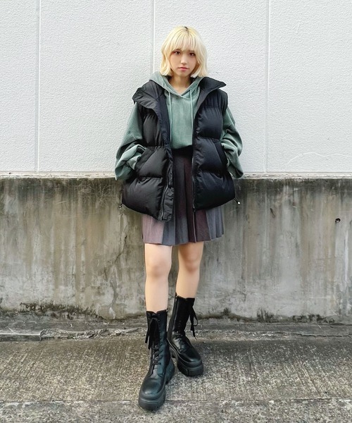 Figments（フィグメンツ）の「エコダウンベスト（ダウンベスト・レディース・カーキ/ブラック/ホワイト・FREE）」の7枚目の写真