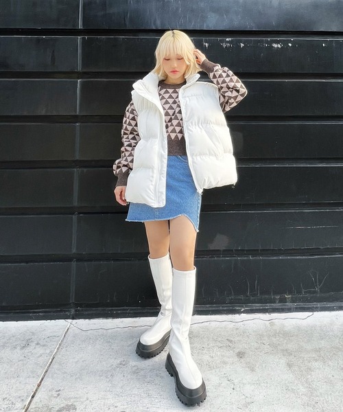 Figments（フィグメンツ）の「エコダウンベスト（ダウンベスト・レディース・カーキ/ブラック/ホワイト・FREE）」の11枚目の写真