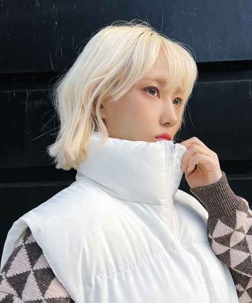 Figments（フィグメンツ）の「エコダウンベスト（ダウンベスト・レディース・カーキ/ブラック/ホワイト・FREE）」の8枚目の写真