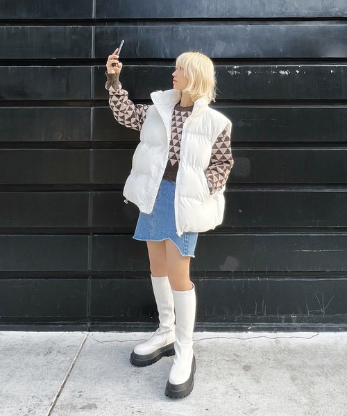 Figments（フィグメンツ）の「エコダウンベスト（ダウンベスト・レディース・カーキ/ブラック/ホワイト・FREE）」の12枚目の写真