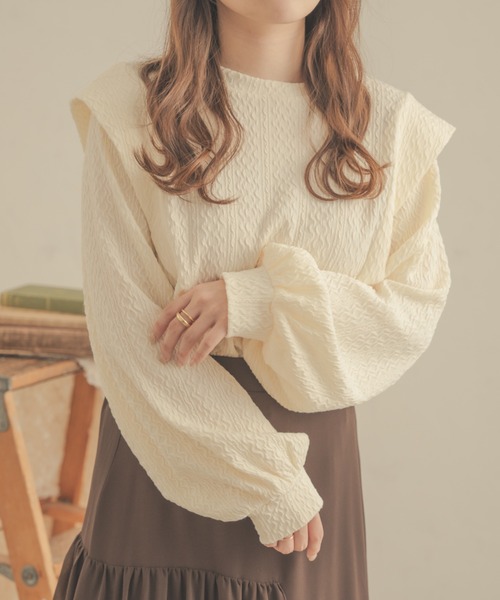 Ambre Neige(アンブルネージュ)の「パフスリーブケーブルカットソー/WEB/EC限定商品(Tシャツ/カットソー・レディース・モカ/アイボリー・FREE)」の18枚目の写真