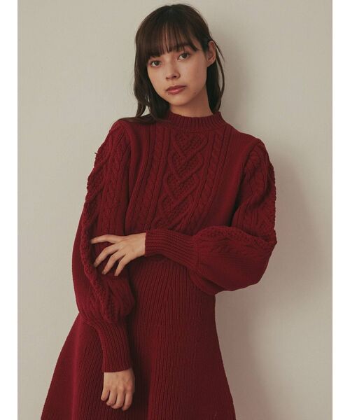 merry jenny（メリージェニー）の「ハートケーブルニットミニワンピース（ワンピース・レディース・アイボリー/レッド・FREE）」の12枚目の写真