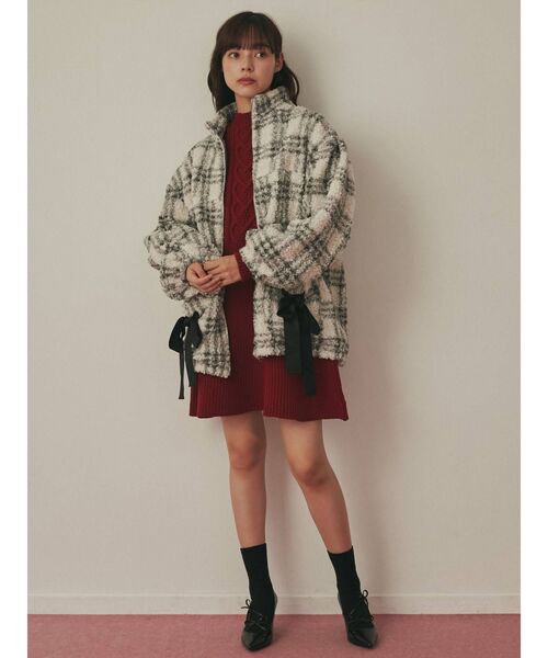 merry jenny（メリージェニー）の「ハートケーブルニットミニワンピース（ワンピース・レディース・アイボリー/レッド・FREE）」の15枚目の写真