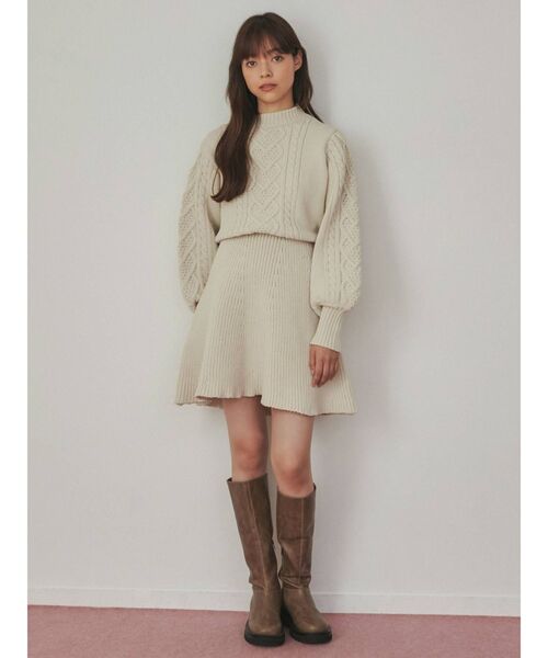 merry jenny（メリージェニー）の「ハートケーブルニットミニワンピース（ワンピース・レディース・アイボリー/レッド・FREE）」の17枚目の写真