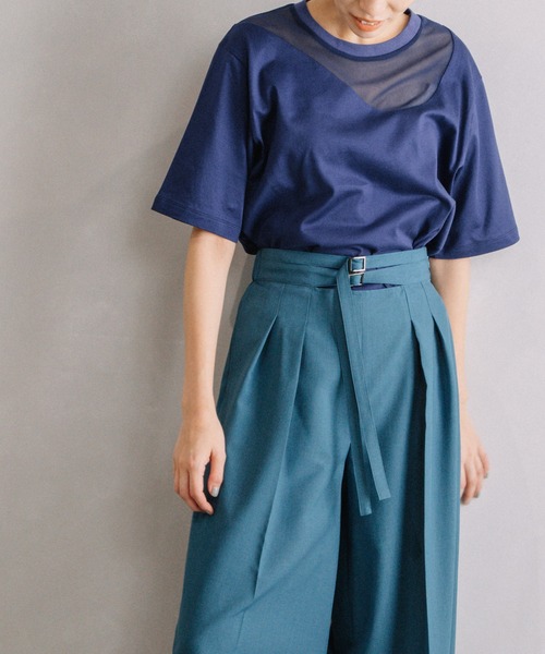 MARECHAL TERRE（マルシャルテル）の「チュール切替えトップス（Tシャツ/カットソー・レディース・グレー/ブルー/ブラック/オフホワイト・MEDIUM）」の4枚目の写真