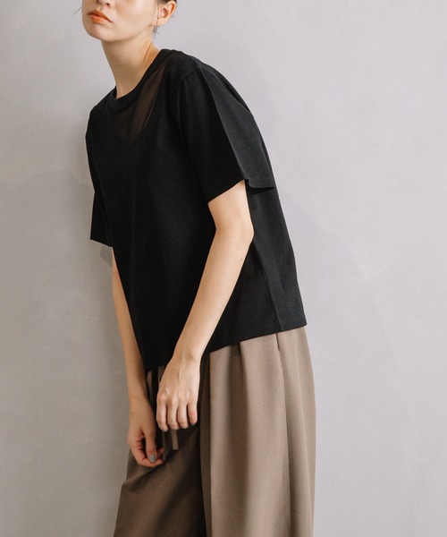 MARECHAL TERRE（マルシャルテル）の「チュール切替えトップス（Tシャツ/カットソー・レディース・グレー/ブルー/ブラック/オフホワイト・MEDIUM）」の13枚目の写真