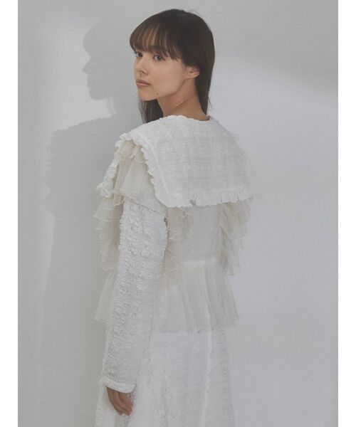 merry jenny（メリージェニー）の「フェザーフリルチュールブラウス（シャツ/ブラウス・レディース・アイボリー/ブラック/ライトベージュ・FREE）」の7枚目の写真