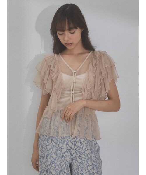 merry jenny（メリージェニー）の「フェザーフリルチュールブラウス（シャツ/ブラウス・レディース・アイボリー/ブラック/ライトベージュ・FREE）」の12枚目の写真