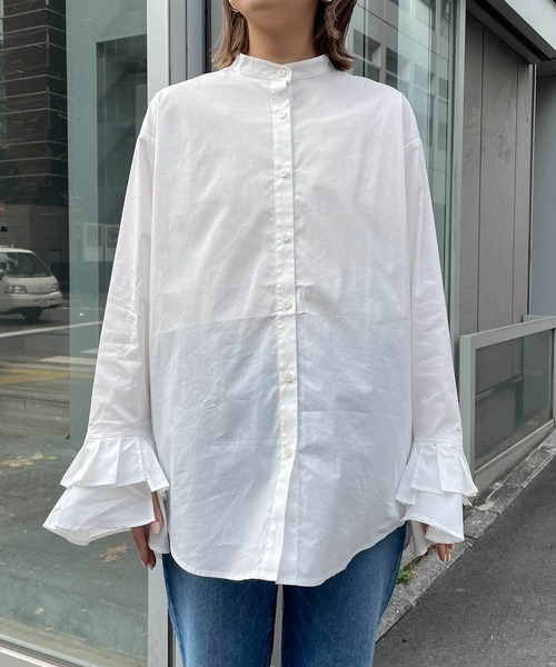 CAPRICIEUX LE'MAGE（カプリシューレマージュ）の「カフスフレアシャツ（シャツ/ブラウス・レディース・ブルー/ホワイト・FREE）」の19枚目の写真