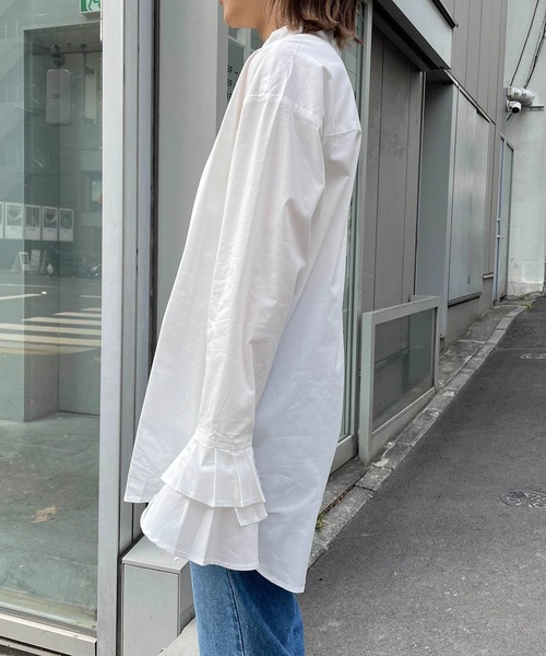 CAPRICIEUX LE'MAGE（カプリシューレマージュ）の「カフスフレアシャツ（シャツ/ブラウス・レディース・ブルー/ホワイト・FREE）」の20枚目の写真