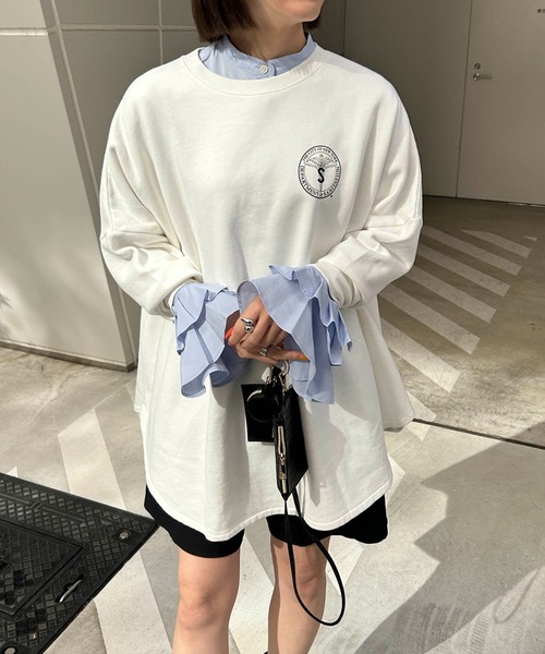 CAPRICIEUX LE'MAGE（カプリシューレマージュ）の「カフスフレアシャツ（シャツ/ブラウス・レディース・ブルー/ホワイト・FREE）」の3枚目の写真