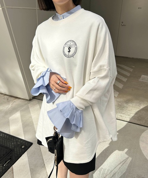 CAPRICIEUX LE'MAGE（カプリシューレマージュ）の「カフスフレアシャツ（シャツ/ブラウス・レディース・ブルー/ホワイト・FREE）」の5枚目の写真