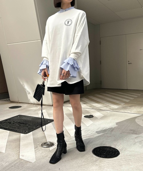 CAPRICIEUX LE'MAGE（カプリシューレマージュ）の「カフスフレアシャツ（シャツ/ブラウス・レディース・ブルー/ホワイト・FREE）」の7枚目の写真