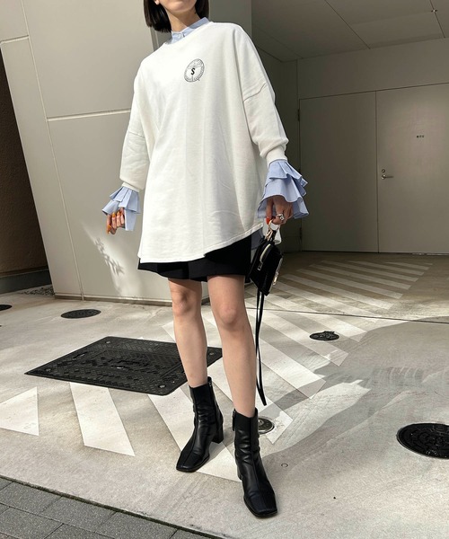 CAPRICIEUX LE'MAGE（カプリシューレマージュ）の「カフスフレアシャツ（シャツ/ブラウス・レディース・ブルー/ホワイト・FREE）」の8枚目の写真