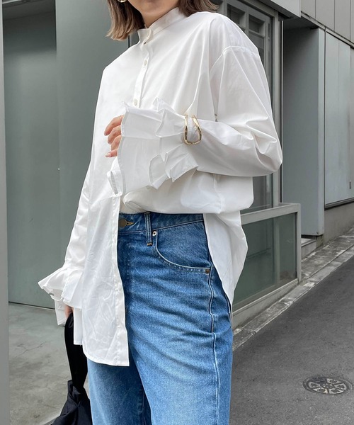 CAPRICIEUX LE'MAGE（カプリシューレマージュ）の「カフスフレアシャツ（シャツ/ブラウス・レディース・ブルー/ホワイト・FREE）」の9枚目の写真