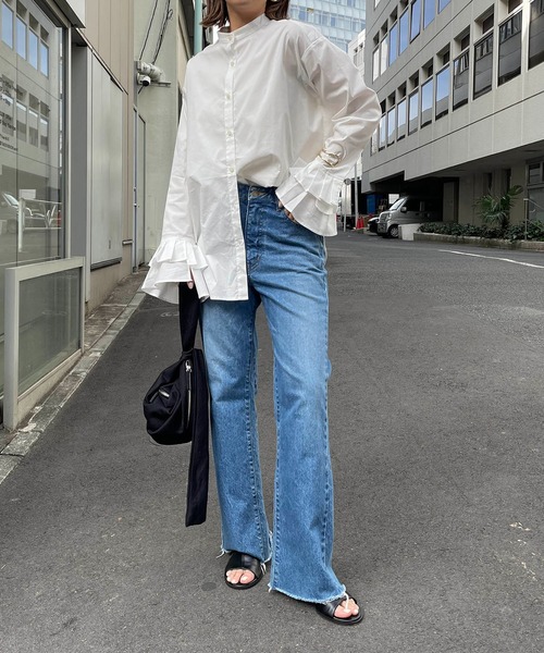 CAPRICIEUX LE'MAGE（カプリシューレマージュ）の「カフスフレアシャツ（シャツ/ブラウス・レディース・ブルー/ホワイト・FREE）」の15枚目の写真