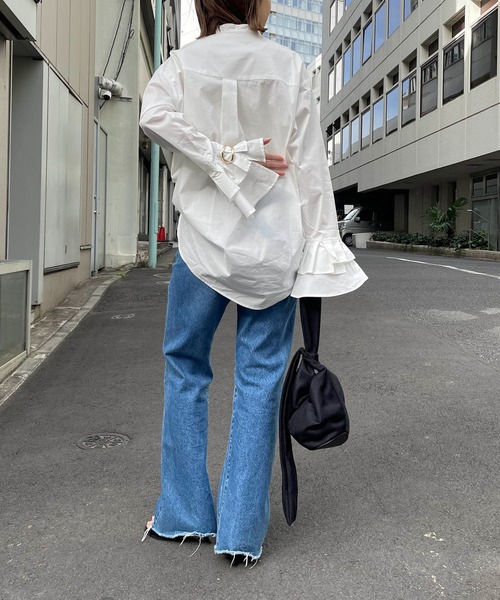 CAPRICIEUX LE'MAGE（カプリシューレマージュ）の「カフスフレアシャツ（シャツ/ブラウス・レディース・ブルー/ホワイト・FREE）」の18枚目の写真