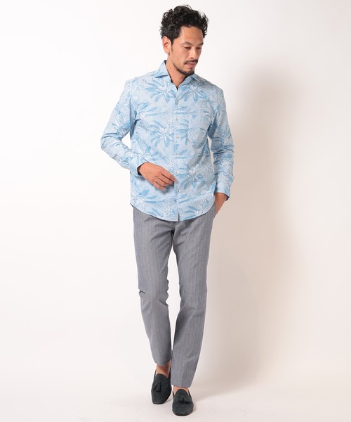 MEN'S BIGI（メンズビギ）の「フラワーJQシャンブレーシャツ（シャツ/ブラウス・メンズ・ピンク/グレー/ブルー・01/02/03/04）」の4枚目の写真