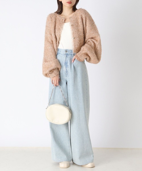 Heather（ヘザー）の「ラメニットショートカーディガン 188010