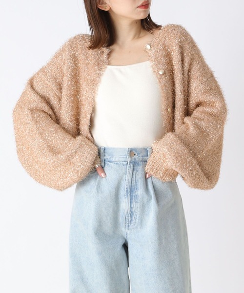 Heather（ヘザー）の「ラメニットショートカーディガン 188010