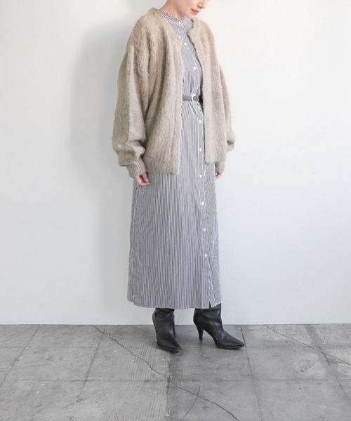 LEPSIM（レプシィム）の「【FOR I SERIES】フトベルトストライプワンピース　182227（シャツワンピース・レディース・ブルー/グリーン/グレー・FREE）」の7枚目の写真