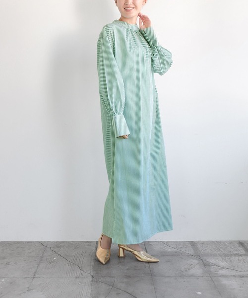 LEPSIM（レプシィム）の「【FOR I SERIES】フトベルトストライプワンピース　182227（シャツワンピース・レディース・ブルー/グリーン/グレー・FREE）」の8枚目の写真