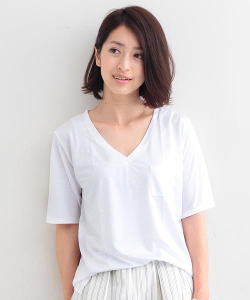 BEAUTY&YOUTH UNITED ARROWS（ビューティーアンドユースユナイテッドアローズ）の「BYBC ルーズポケットVネック Tシャツ◆（Tシャツ/カットソー・レディース・ホワイト/ブラック/ライトグレー/イエロー・フリー）」の2枚目の写真
