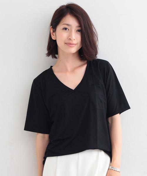 BEAUTY&YOUTH UNITED ARROWS（ビューティーアンドユースユナイテッドアローズ）の「BYBC ルーズポケットVネック Tシャツ◆（Tシャツ/カットソー・レディース・ホワイト/ブラック/ライトグレー/イエロー・フリー）」の3枚目の写真
