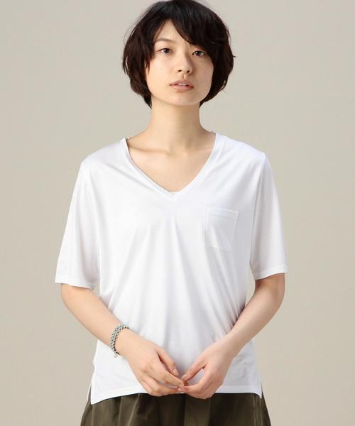 BEAUTY&YOUTH UNITED ARROWS（ビューティーアンドユースユナイテッドアローズ）の「BYBC ルーズポケットVネック Tシャツ◆（Tシャツ/カットソー・レディース・ホワイト/ブラック/ライトグレー/イエロー・フリー）」の9枚目の写真