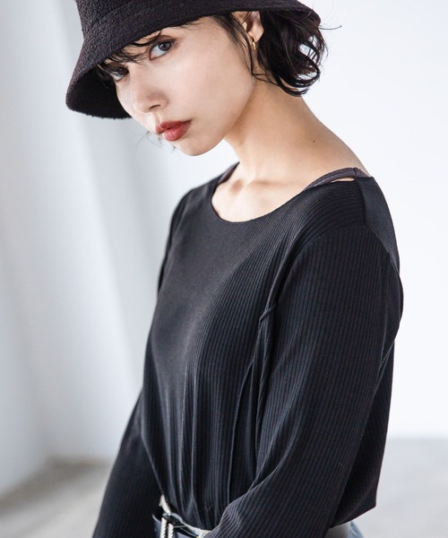 PAGEBOY（ページボーイ）の「ボートネックテレコプルオーバー（Tシャツ/カットソー・レディース・ブラック/オフホワイト/ブルー・FREE）」の20枚目の写真