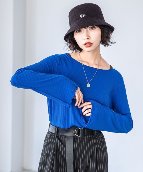 PAGEBOY（ページボーイ）の「ボートネックテレコプルオーバー（Tシャツ/カットソー・レディース・ブラック/オフホワイト/ブルー・FREE）」の17枚目の写真